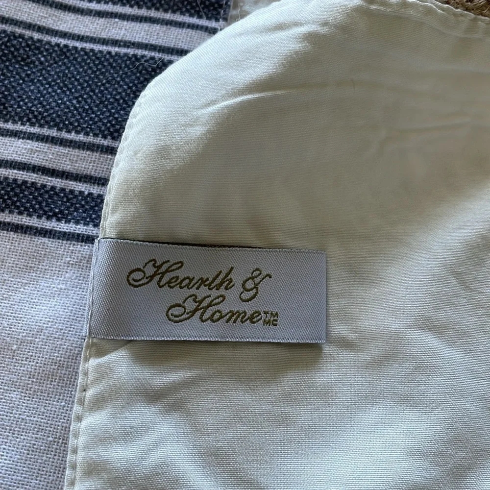 Hearth and home placemats. Blue & white striped. Braided twine detail. Lot of 2.